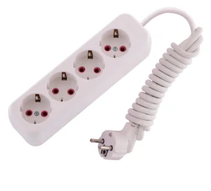 LILA Удлинитель с заземлением 4 входа, 2 метра белый