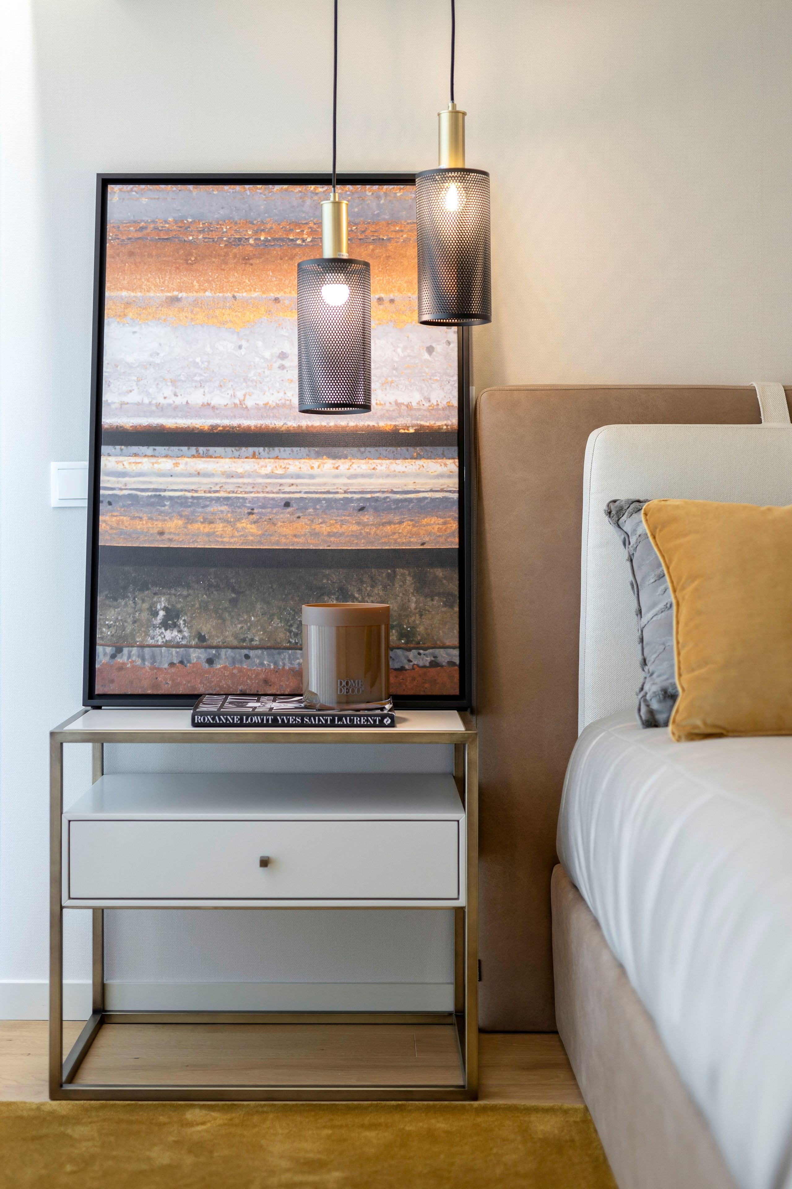 Прямоугольная прикроватная тумбочка из шпона с ящиками Stylish Club мост ARCH-00103665 - Вид №12