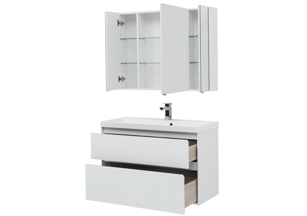 Мебель для ванной Aquanet Гласс 100 белый 0240468 - Вид №4