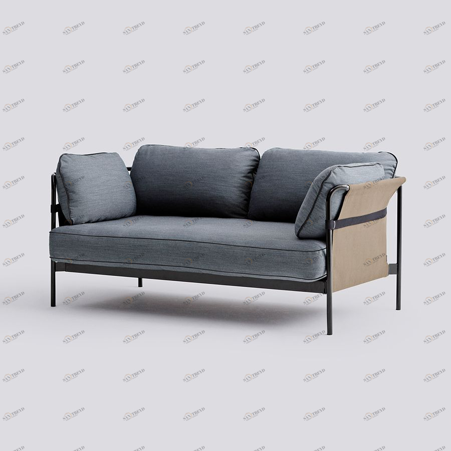 Софа Can двухместная с черным основанием и обивкой цвета хаки Hay 808171