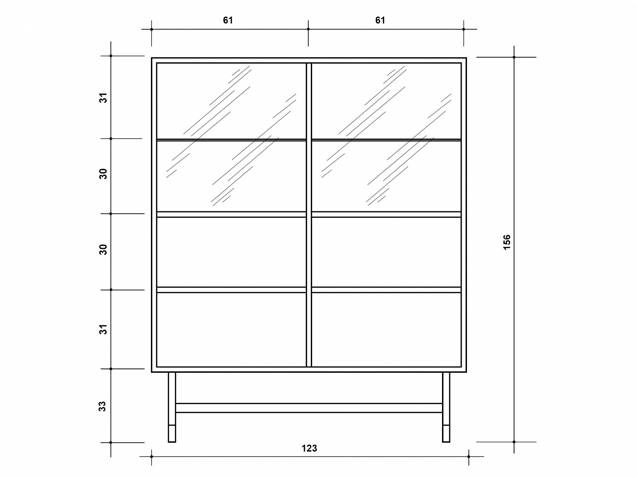 Барный шкаф с 2 дверцами зебрано Impala ACWD IMPALA 00-3981941 Бежевый  - Вид №2