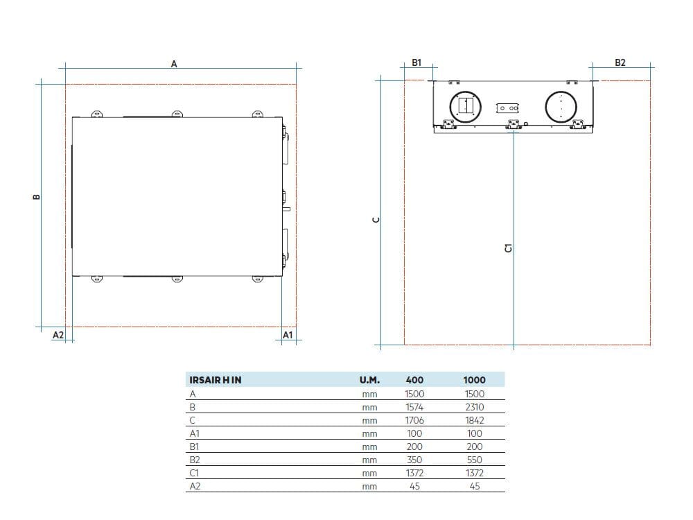 Децентрализованный блок вентиляции с двойным потоком Irsap IRSAIR H IN ARCH-00046487 - Вид №2