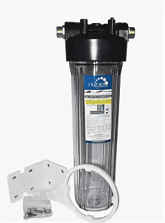 Корпус ГЕЙЗЕР ВВ 20" для холодной воды, прозрачный, латунные ниппели 1"