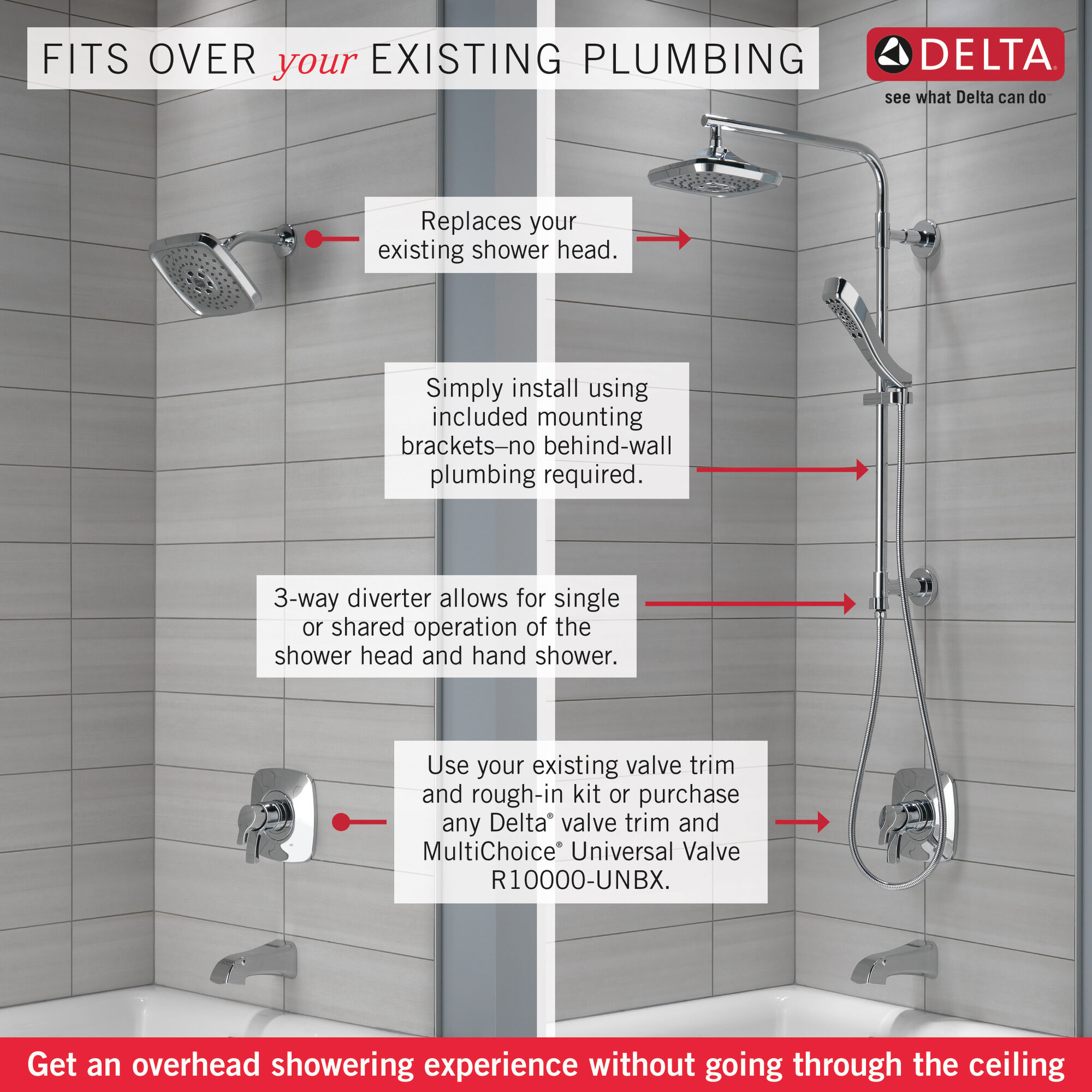 58420-KS Душевая колонна угловая 26 дюймов Delta Faucet Universal Showering Черный нержавеющий  - Вид №2