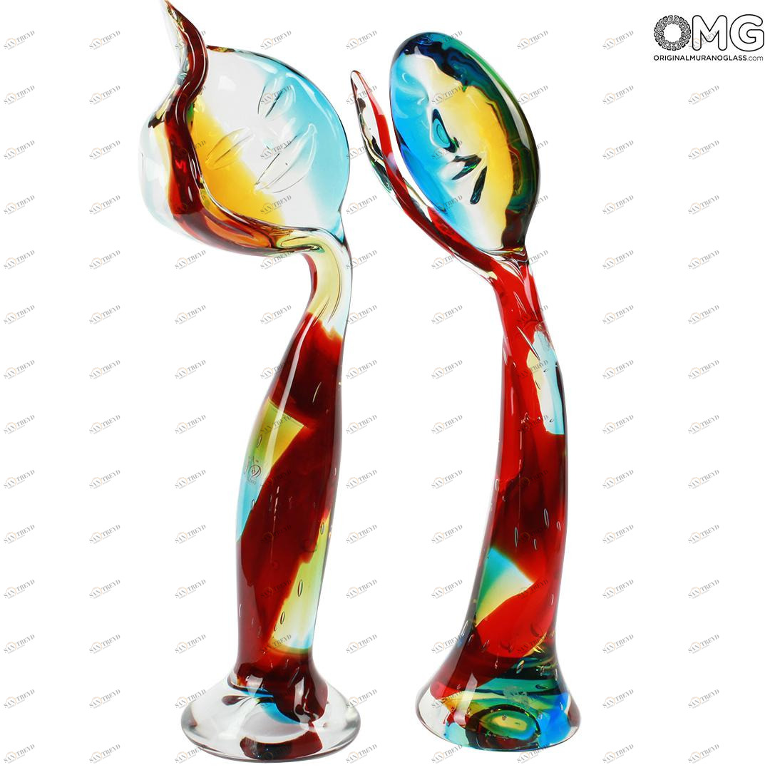 590 ORIGINALMURANOGLASS Скульптура Неразлучные влюблённые из муранского стекла - OMG 20 см 