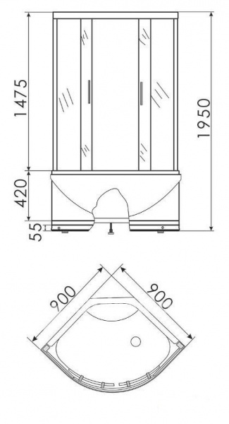 Душевая кабина Erlit ER0509T-C4 90х90 выс.тон.ст.хр.проф (1  ER0509-T-C4 131591 - Вид №1