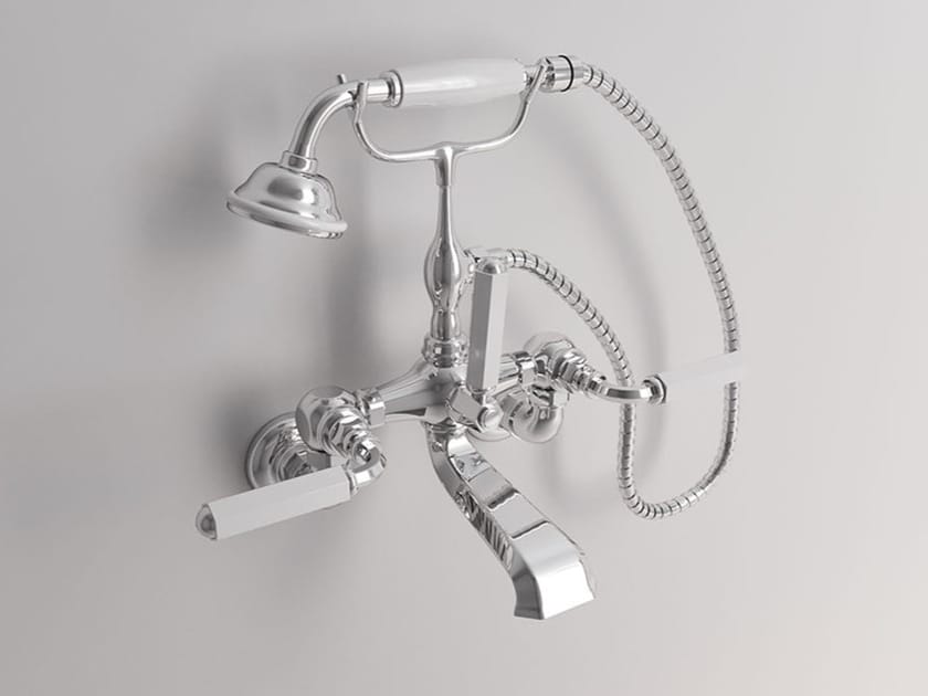 Настенный смеситель для ванны с 2 отверстиями и ручным душем Park Avenue Dark White ARCH-00070760