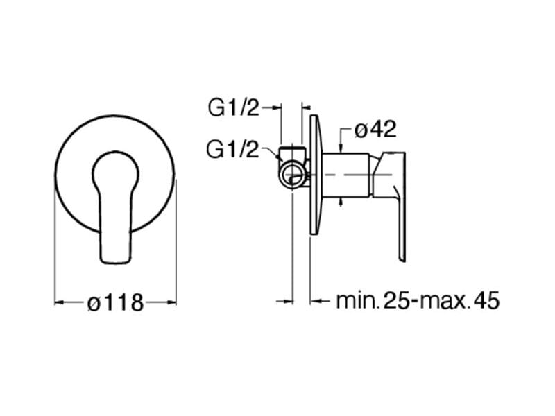 Однорычажный смеситель для душа с пластиной CRISTINA Rubinetterie Prime ARCH-00111474 - Вид №2