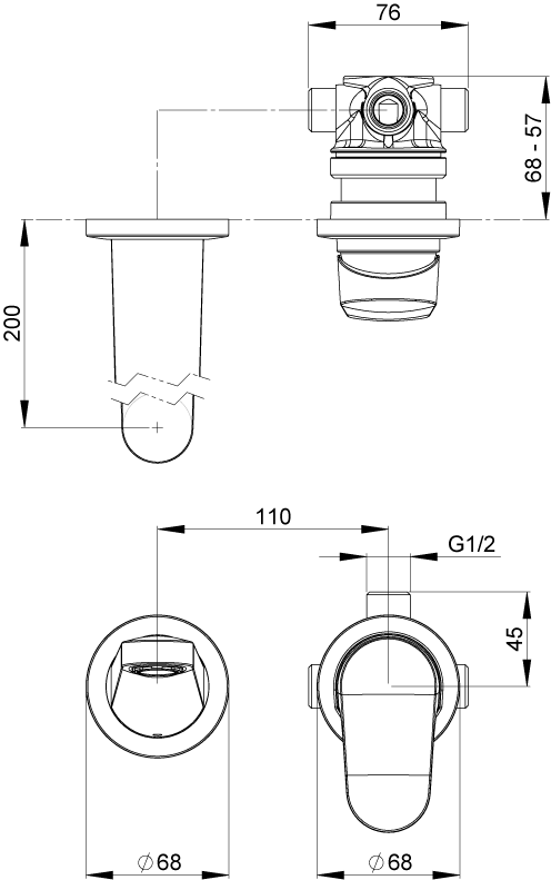 KOWSLCP Настенный смеситель Koha Methven  - Вид №1