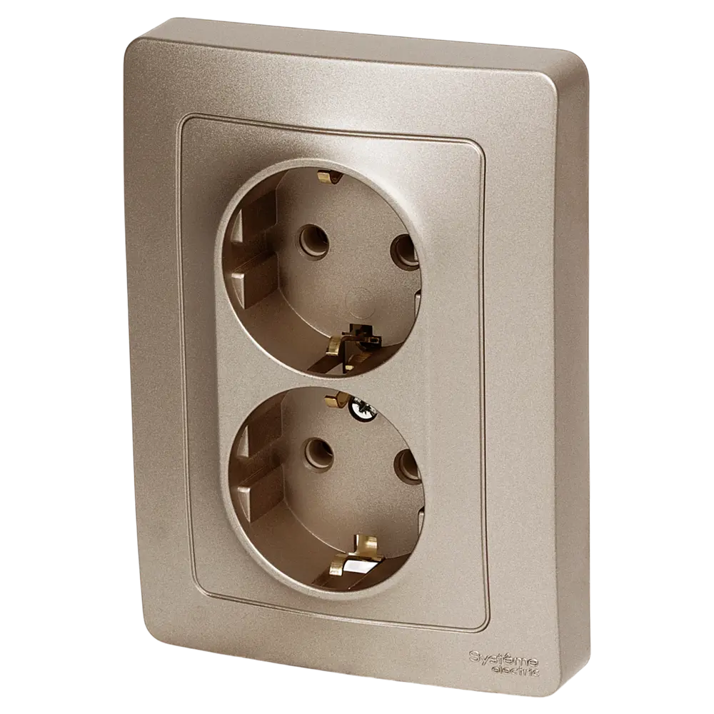 Розетка двойная встраиваемая Systeme Electric Blanca с заземлением 16 А IP20 цвет титановый 84500073 STLM-2024031 - Вид №1