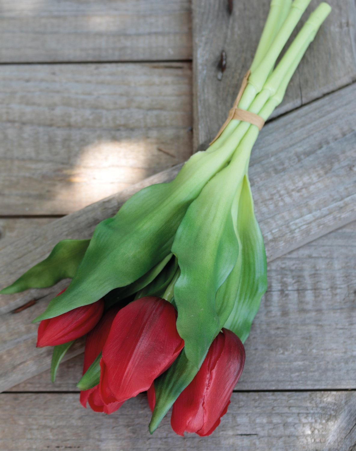 2941 444 a3 Искусственный букет тюльпанов, 5-цветков, 28 см, красный H-andreas  - Вид №11