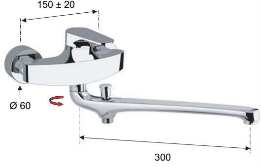 Remer Rubinetterie Смеситель для ванны настенный с переключателем Class line eco Le 46 lt8 - Вид №1