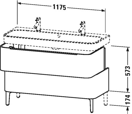 H2637501313 Тумбочка напольная Happy D.2 #H26375 1175 x 480 мм Американский орех, натуральный шпон Duravit - Вид №1