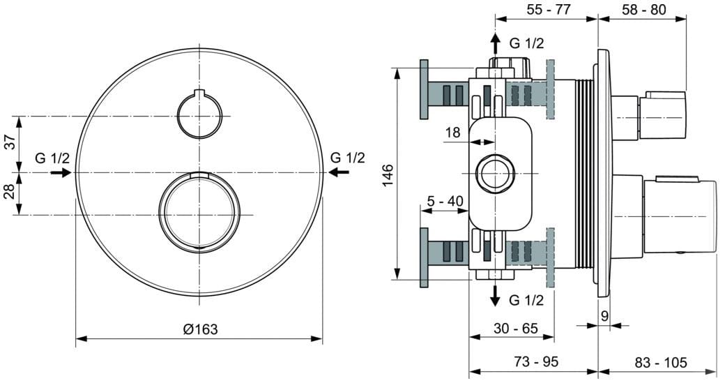 Встраиваемый термостатический смеситель для душа Ideal Standard IDEALRAIN ARCH-00011787