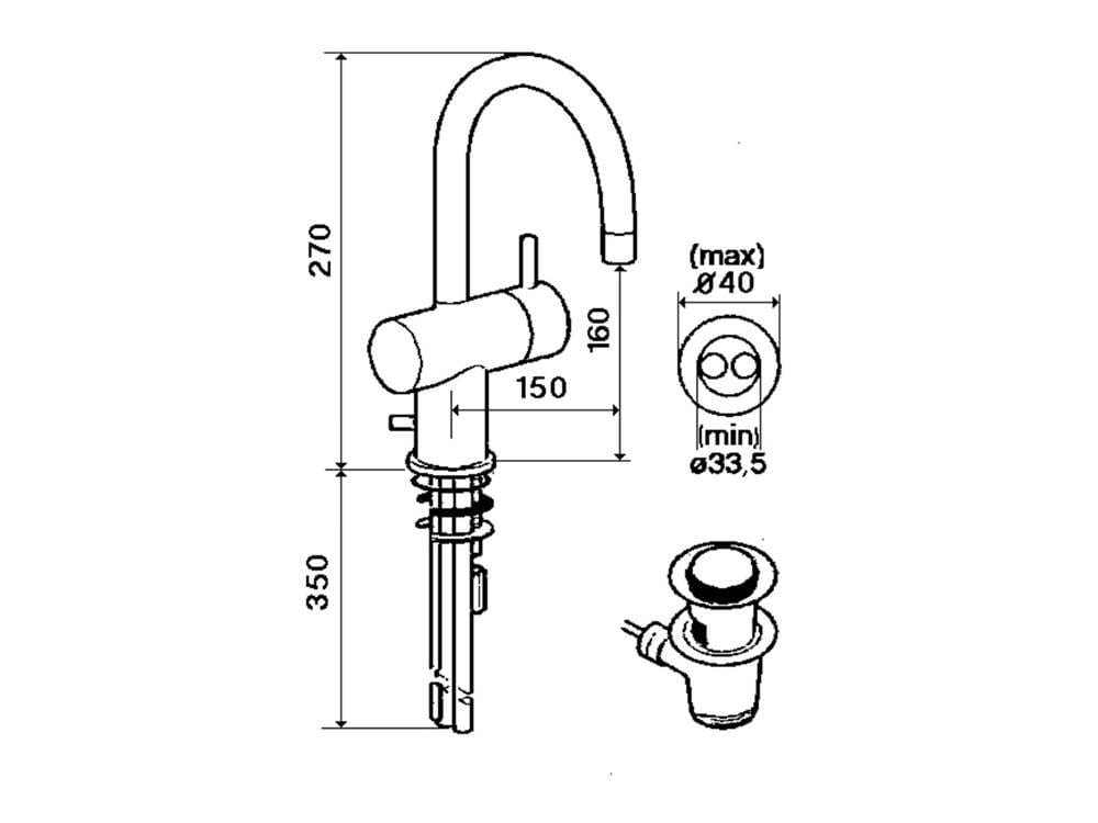 Смеситель для раковины с автоматическим сливом rvb ARCH-00040087 - Вид №2