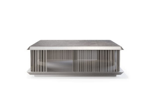 Квадратный журнальный столик из Мрамораflex® и стекла