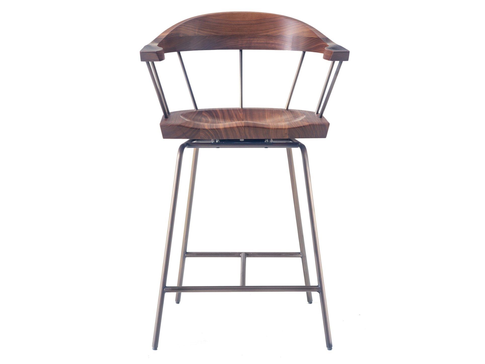 Стальной и деревянный табурет с подлокотниками BassamFellows Spindle ARCH-00094965 - Вид №5