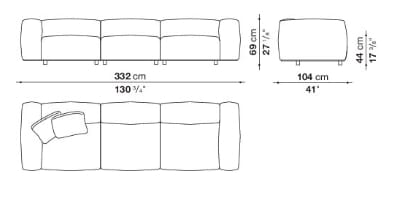 3-местный тканевый диван B&B Italia Dambo ARCH-00031350 - Вид №6