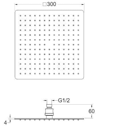 Потолочная квадратная душевая головка с системой защиты от накипи CRISTINA Rubinetterie душевые головки и рычаги-Shower &amp ARCH-00069661 - Вид №4