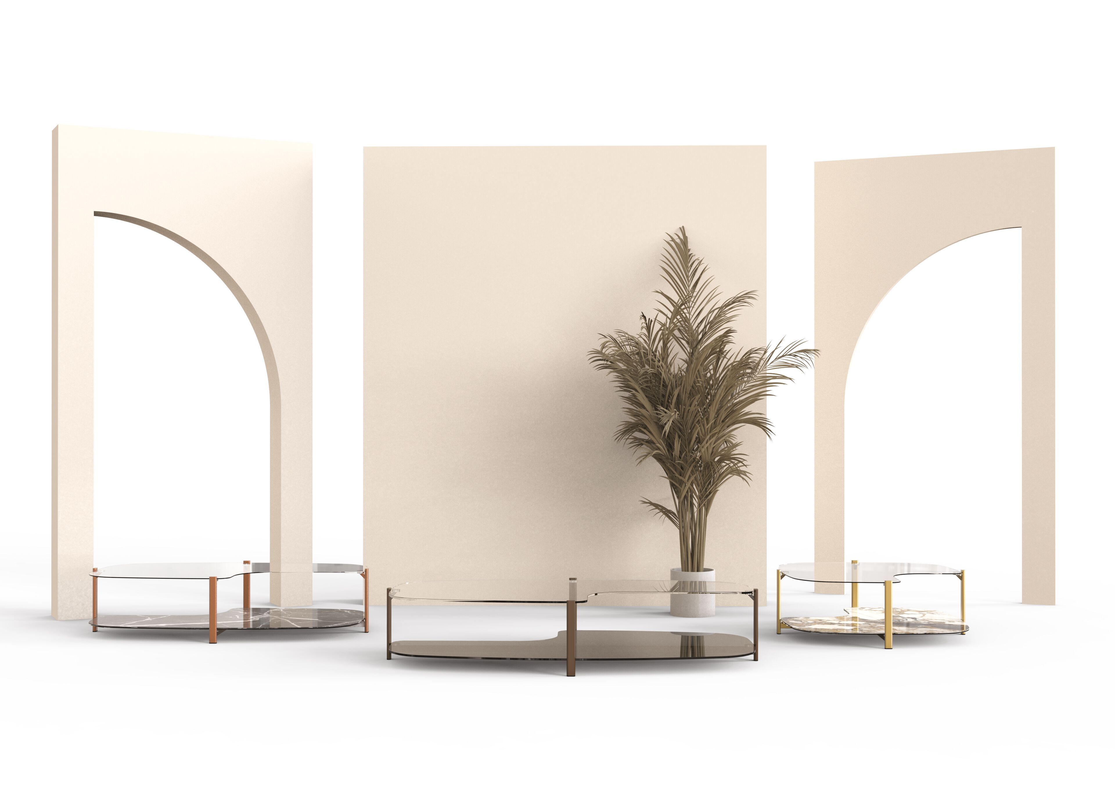 Низкий стол из стали и хрусталя Bontempi Casa PAGODA ARCH-00053562 - Вид №1