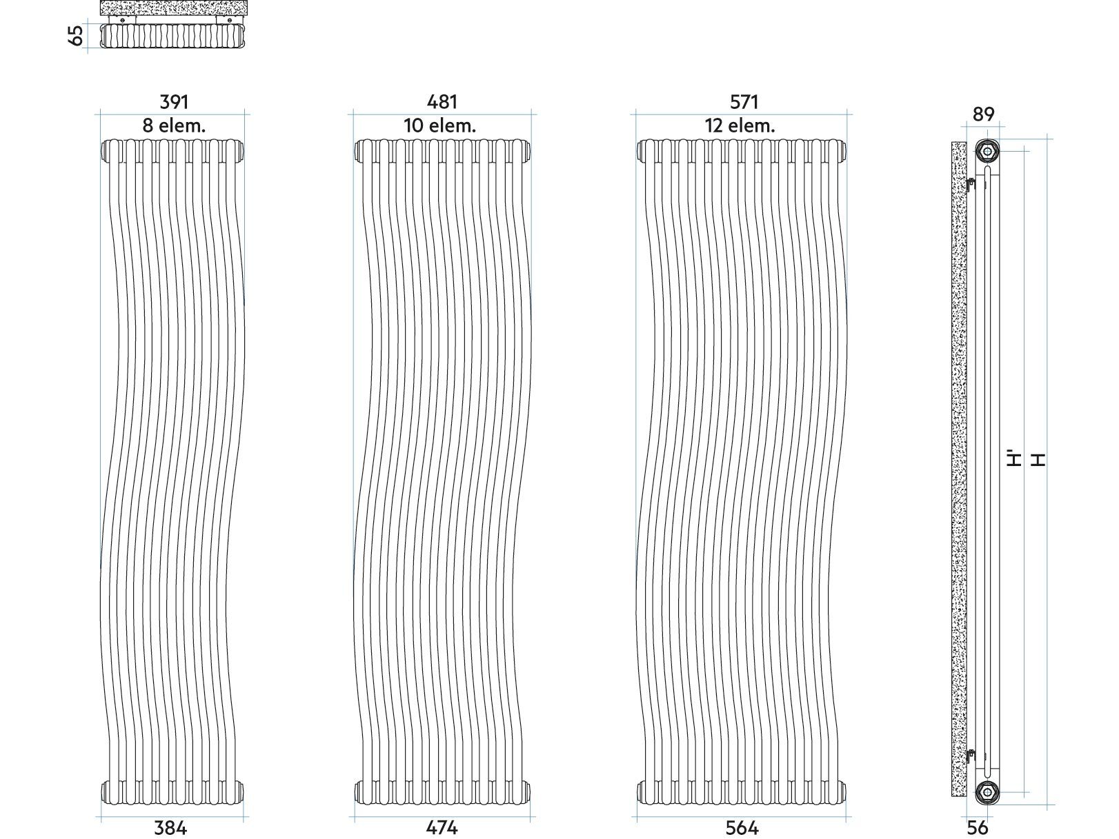 Стальной мебельный радиатор с пышными элементами Irsap тезис ARCH-00049195 - Вид №5