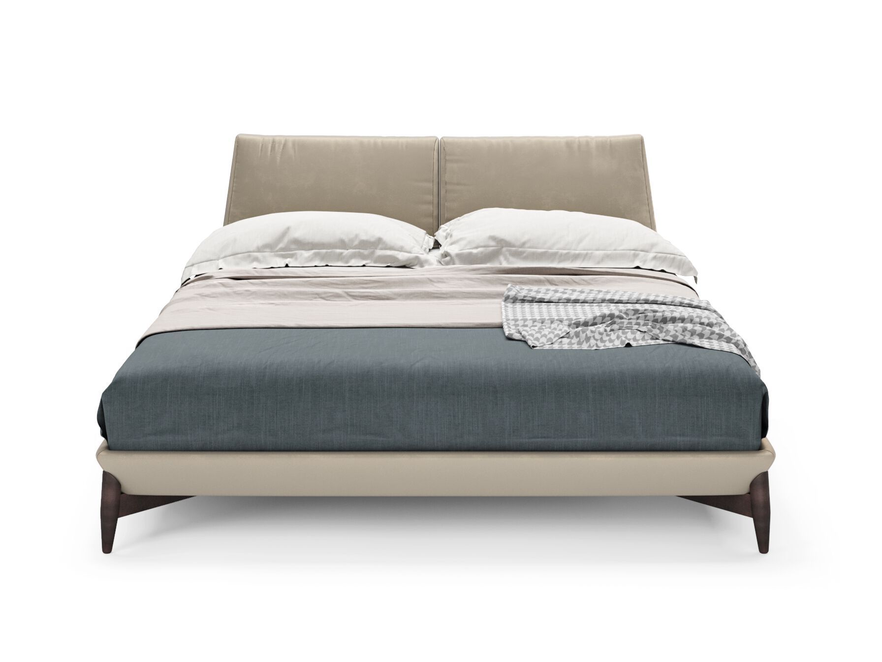 Деревянная двуспальная кровать с мягким изголовьем PRADDY Natur ARCH-00029611