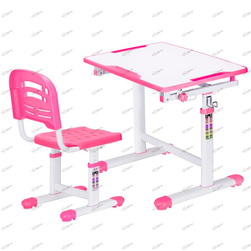 Растущая парта и стул EVO-07 белая, розовая MEALUX EVO  336183 Белый;розовый Santreyd 