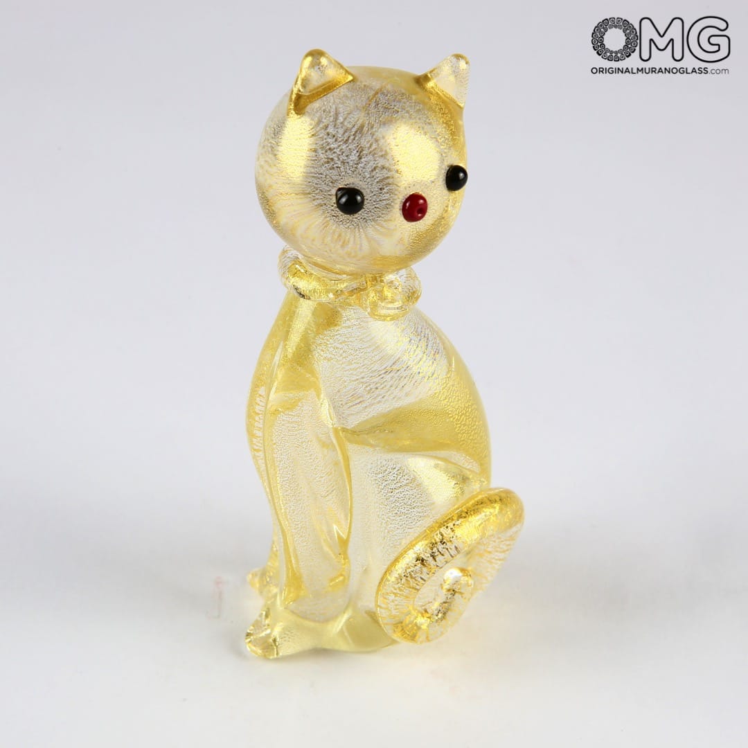 2488 ORIGINALMURANOGLASS Фигурка Золотой кот - муранское стекло - Original Murano Glass OMG  см  - Вид №1