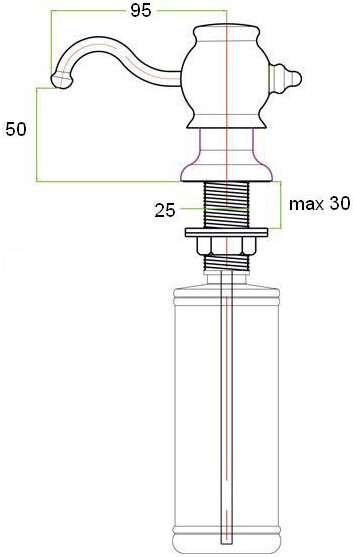 Встраиваемый дозатор ZorG Inox ZR-24 BR для жидкого мыла, бронза - Вид №1