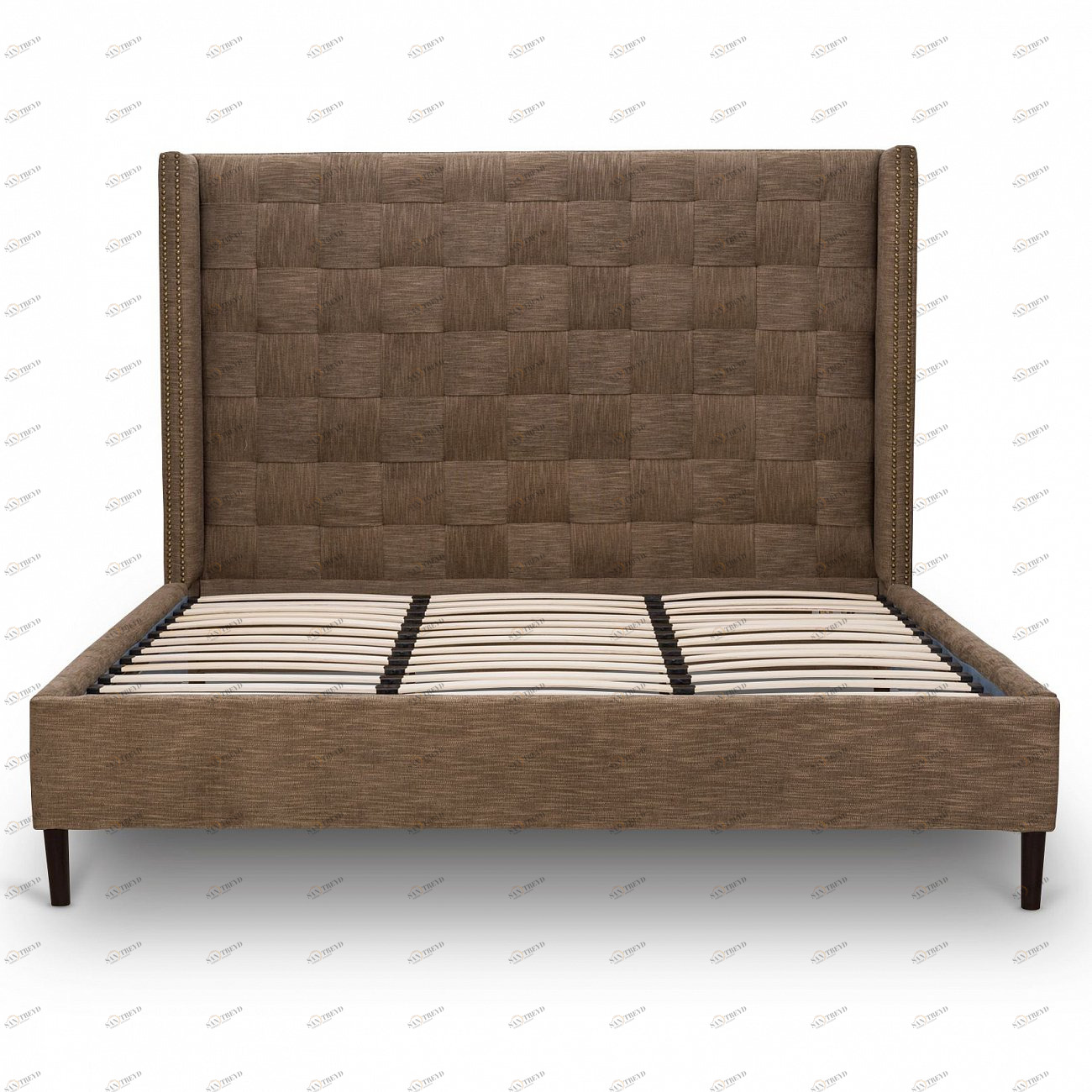 Кровать двуспальная 180х200 из велюра коричневая Quadro KELLY LOUNGE ДИЗАЙНЕРСКИЕ 045502 Коричневый 