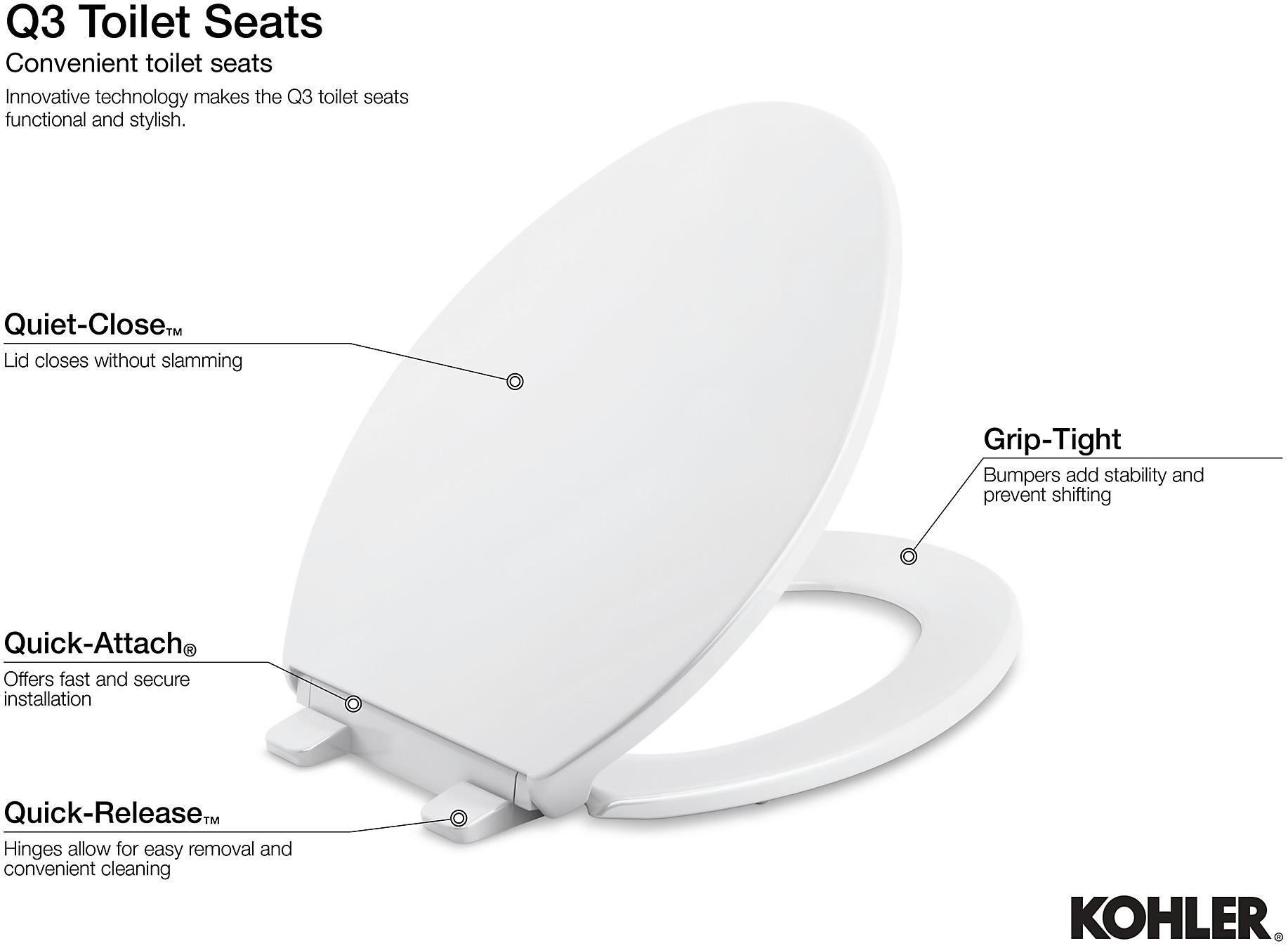 KOHLER Сиденье для унитаза Reveal Quiet-Close  с круглой передней частью K-4009-95  - Вид №5