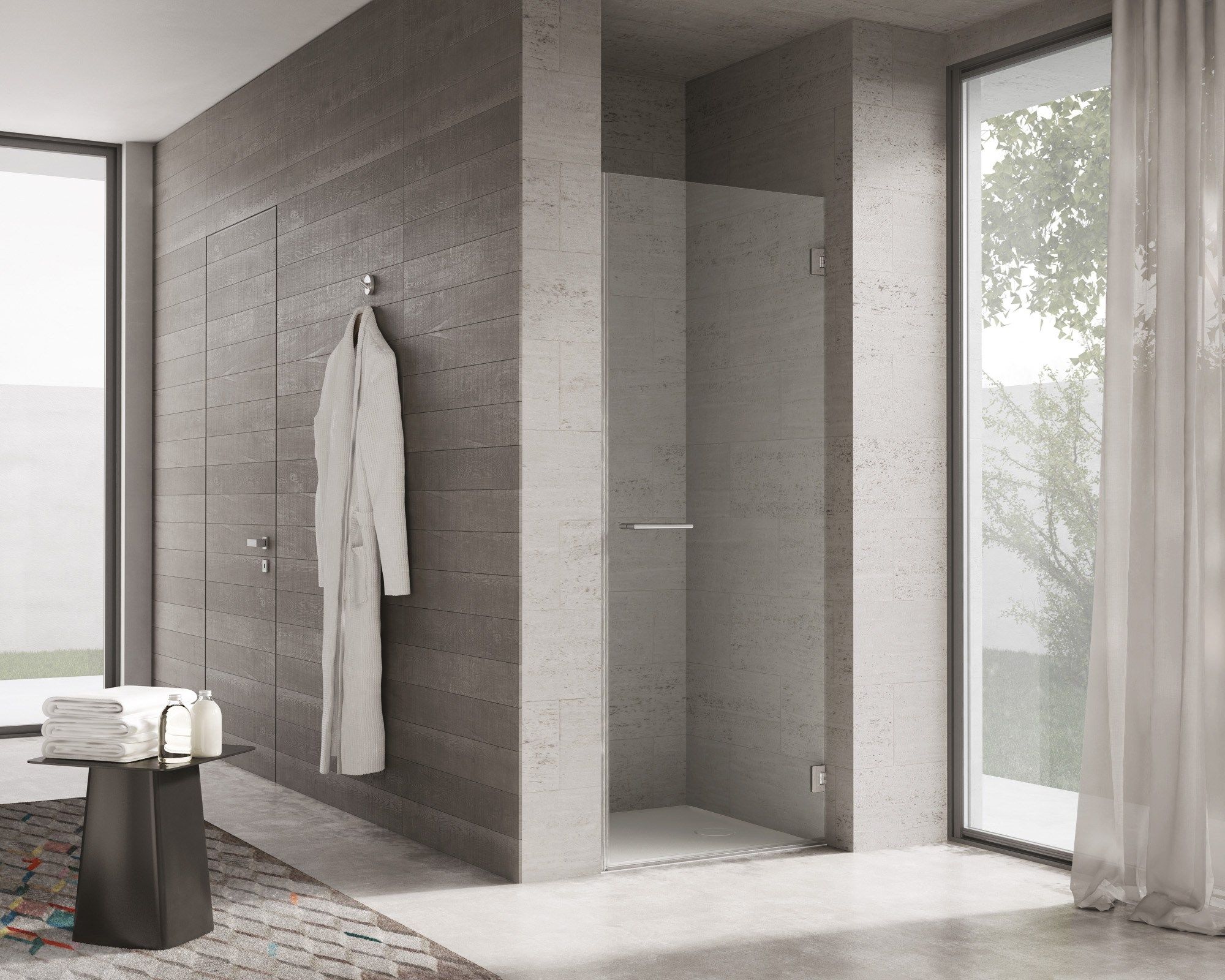 Нишевая душевая кабина с распашной дверью DISENIA проект ARCH-00065532 - Вид №1