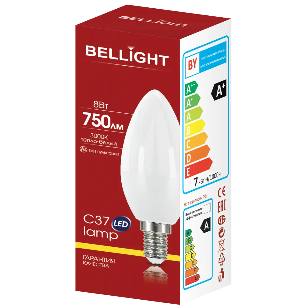 BELLIGHT LED-лампа E14 свеча 8Вт теплый свет для экономного освещения 86170886 STLM-0066666 - Вид №3