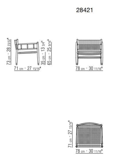 Кресло из массива дерева и речной соломы Flexform ли ARCH-00014464 - Вид №2