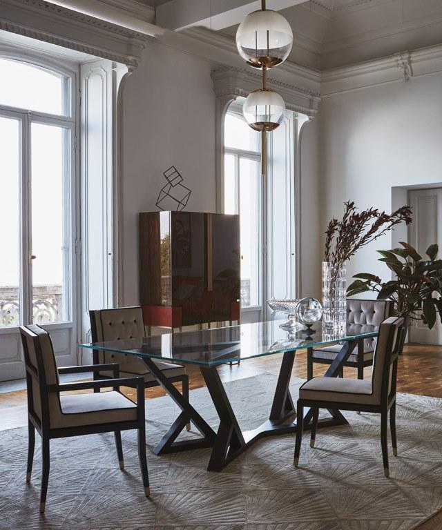 OAK Прямоугольный обеденный стол из дерева и стекла Milano collection Sc5021 - Вид №4