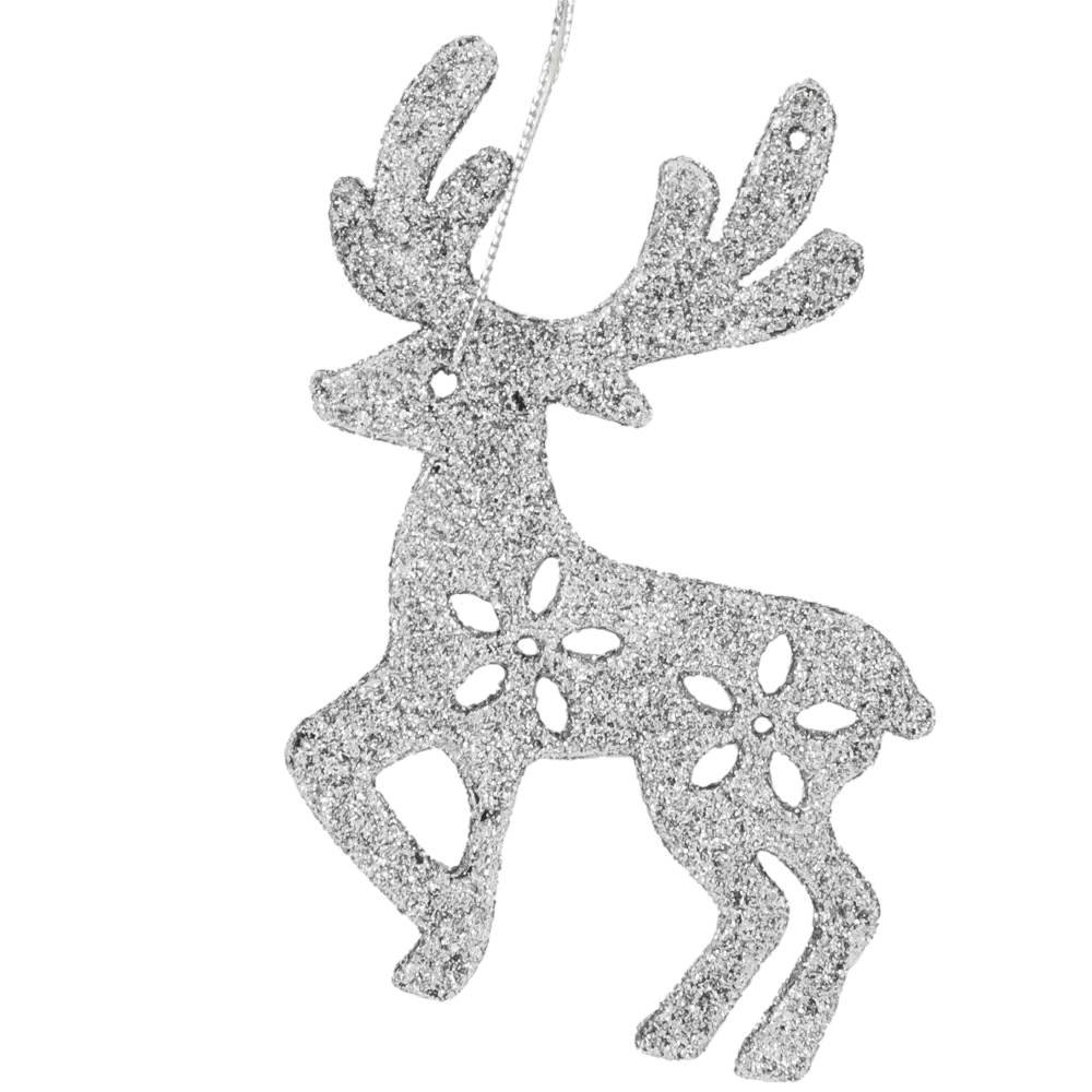 85156531 Елочная игрушка «Олень» 10 см глиттер серебряный STLM-0950532 Santreyd  - Вид №1