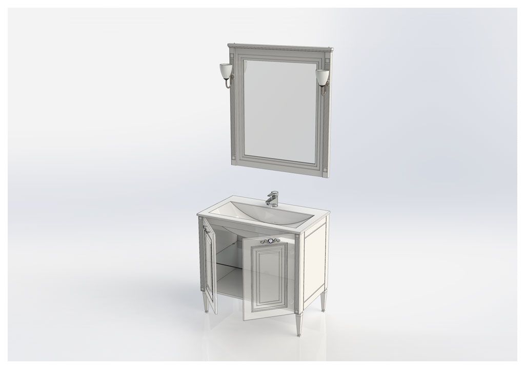 Мебель для ванной Aquanet Паола 90 белый/золото (литьевой мрамор) 00187844 - Вид №7