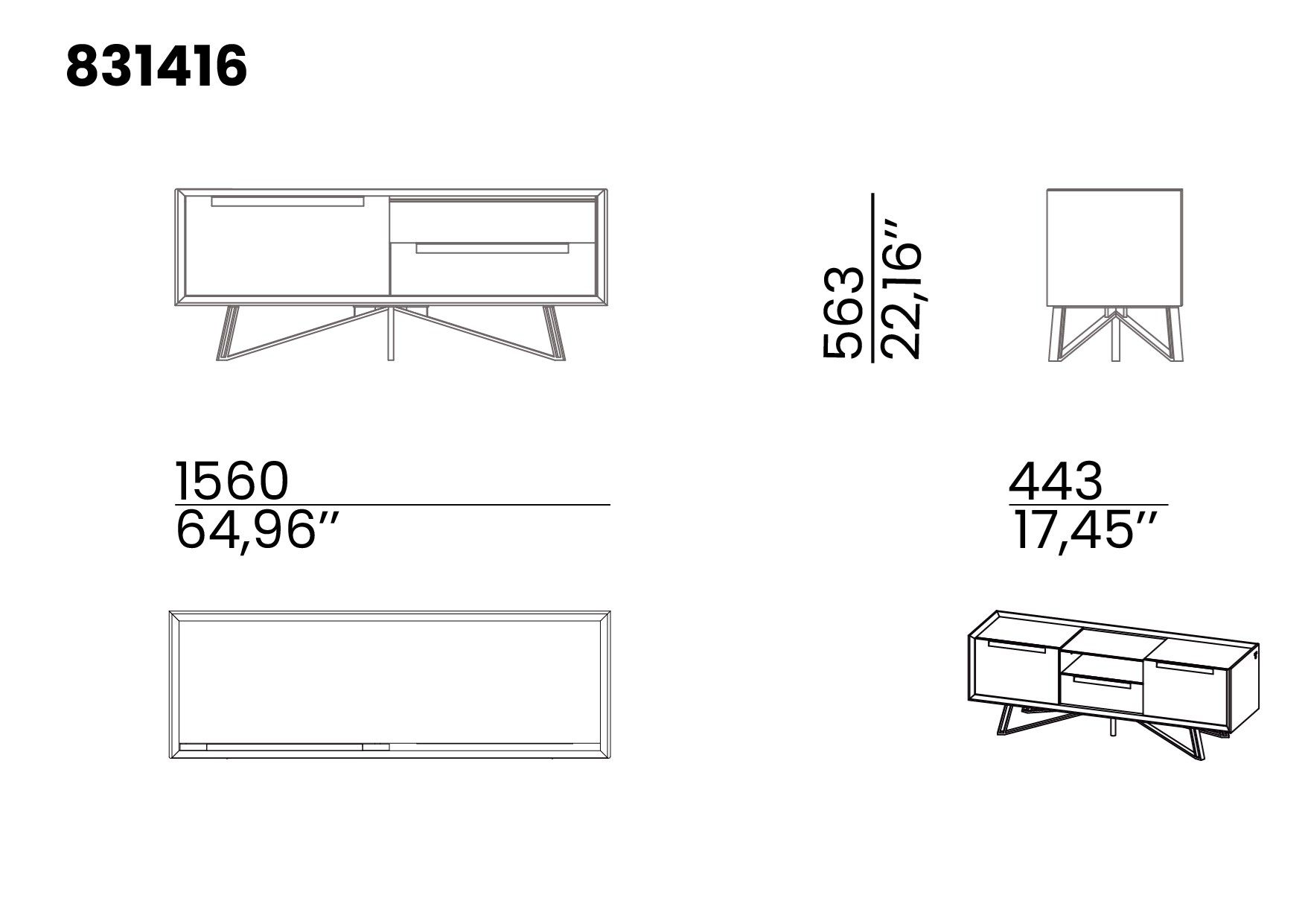Деревянный шкаф для телевизора с ящиками animovel Тайга ARCH-00093852 - Вид №6