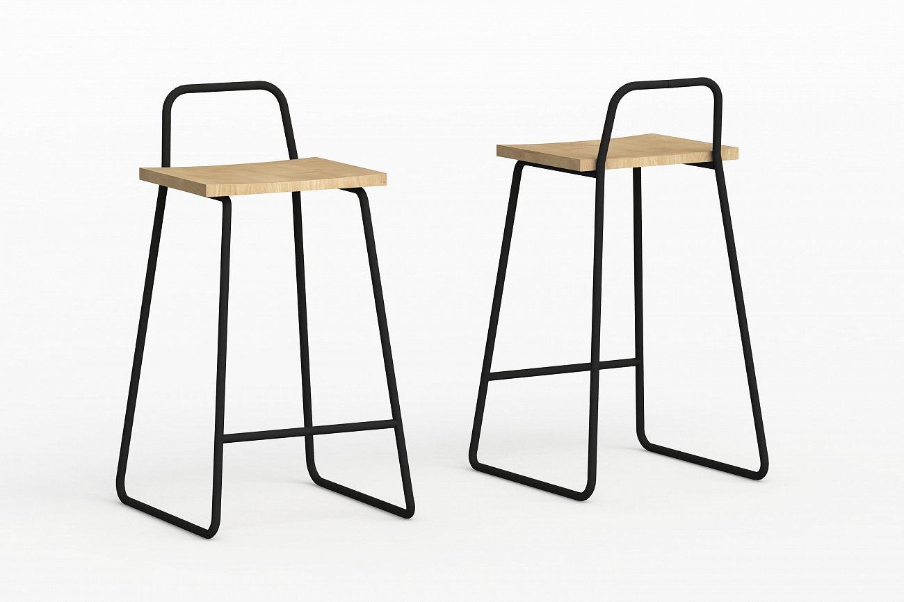 Барный стул с деревянным сиденьем синий Bauhaus WOODI  00-3966294 Синий  - Вид №1