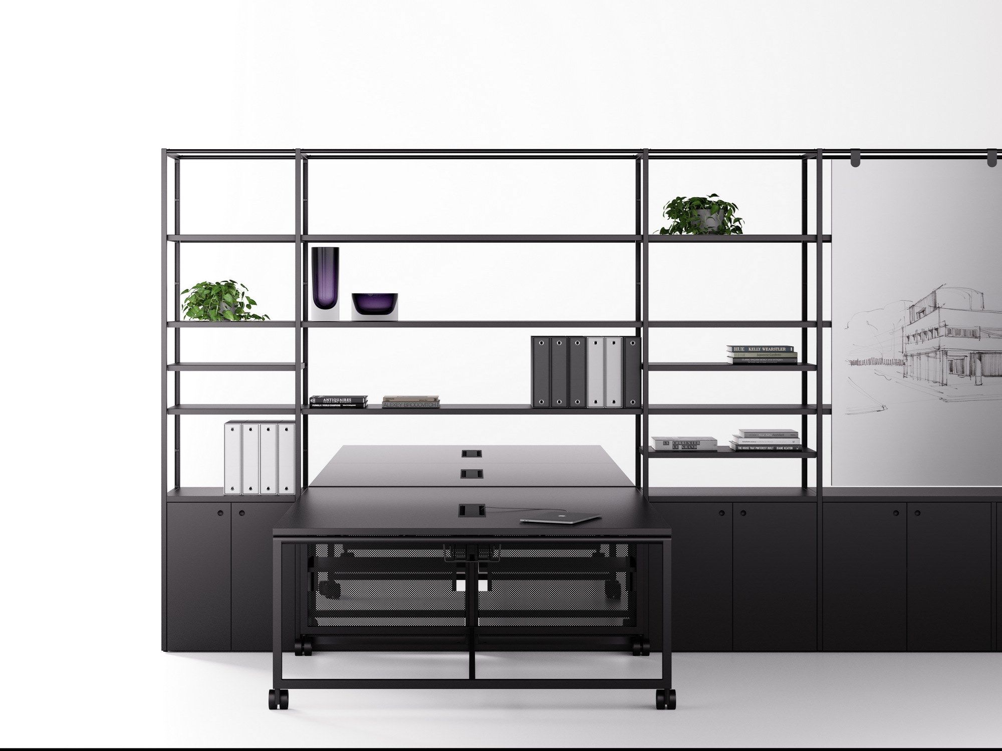 Модульный рабочий стол со встроенной полкой FANTONI ателье ARCH-00044823 - Вид №4