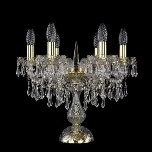 Лампа настольная хрустальная на 6 ламп 39х44 см прозрачно-золотая Bohemia Ivele 1403L/6/141-39/G BOHEMIA IVELE ПОДСВЕЧНИК 00-3889162 Золото;прозрачный