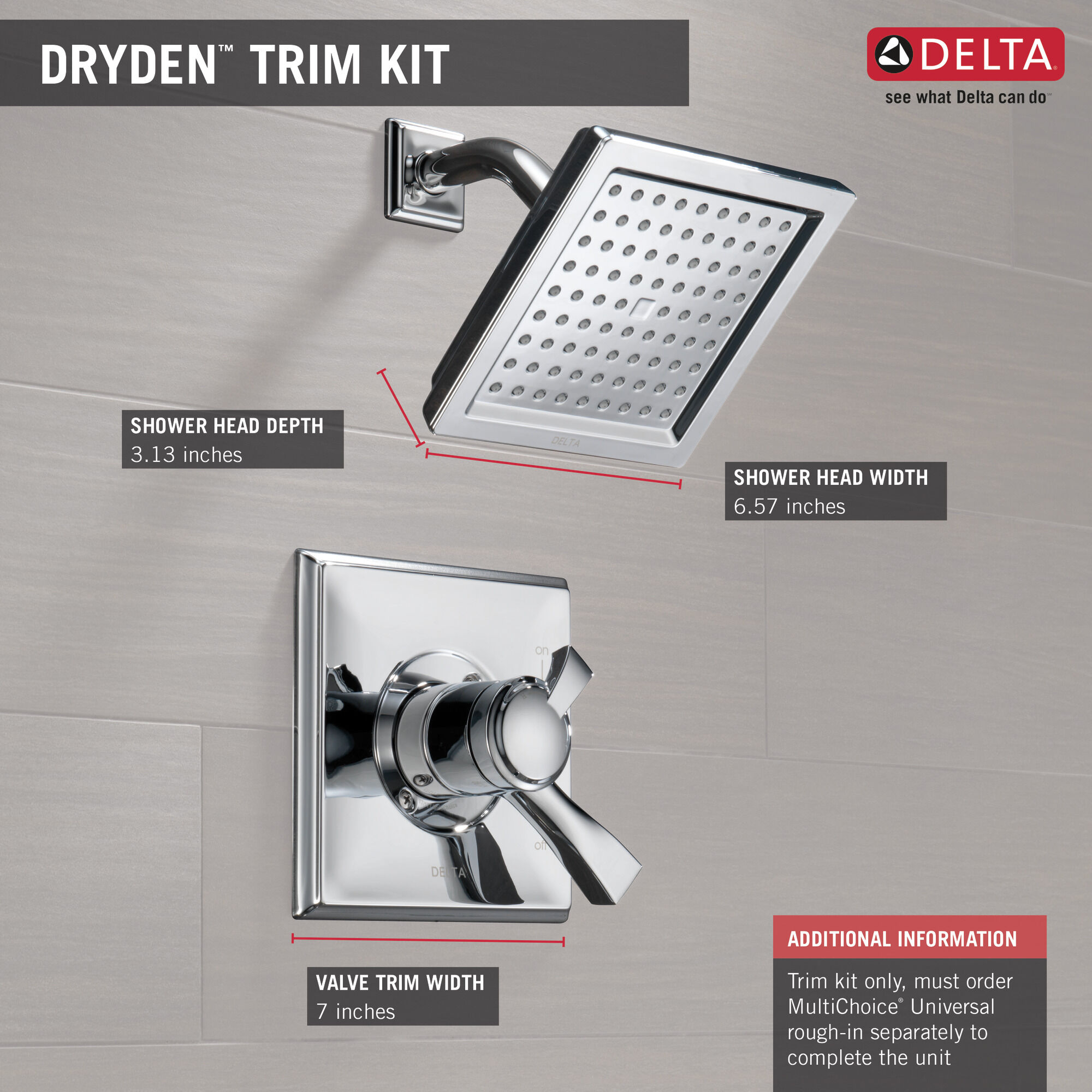 T17251-PT Обивка для душа Monitor (R) серии 17 Delta Faucet Dryden Выдержанный оловянный  - Вид №3