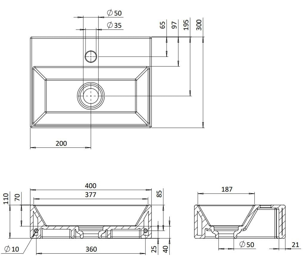 Прямоугольная ручная мойка CROSSWATER BECK ARCH-00111787 - Вид №6
