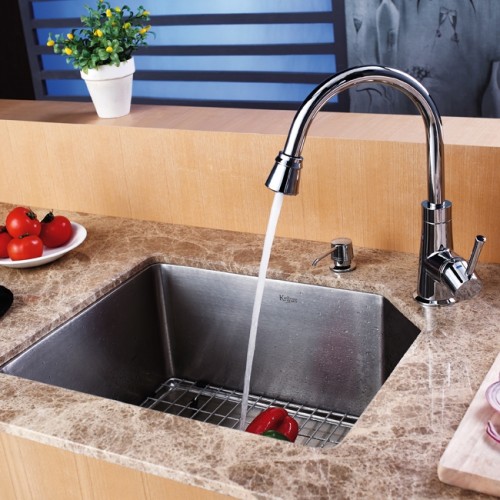 KHU121-23-KPF2220CH-KSD33CH Накладная раковина на столешницу  прямоугольная Krausru  - Вид №3