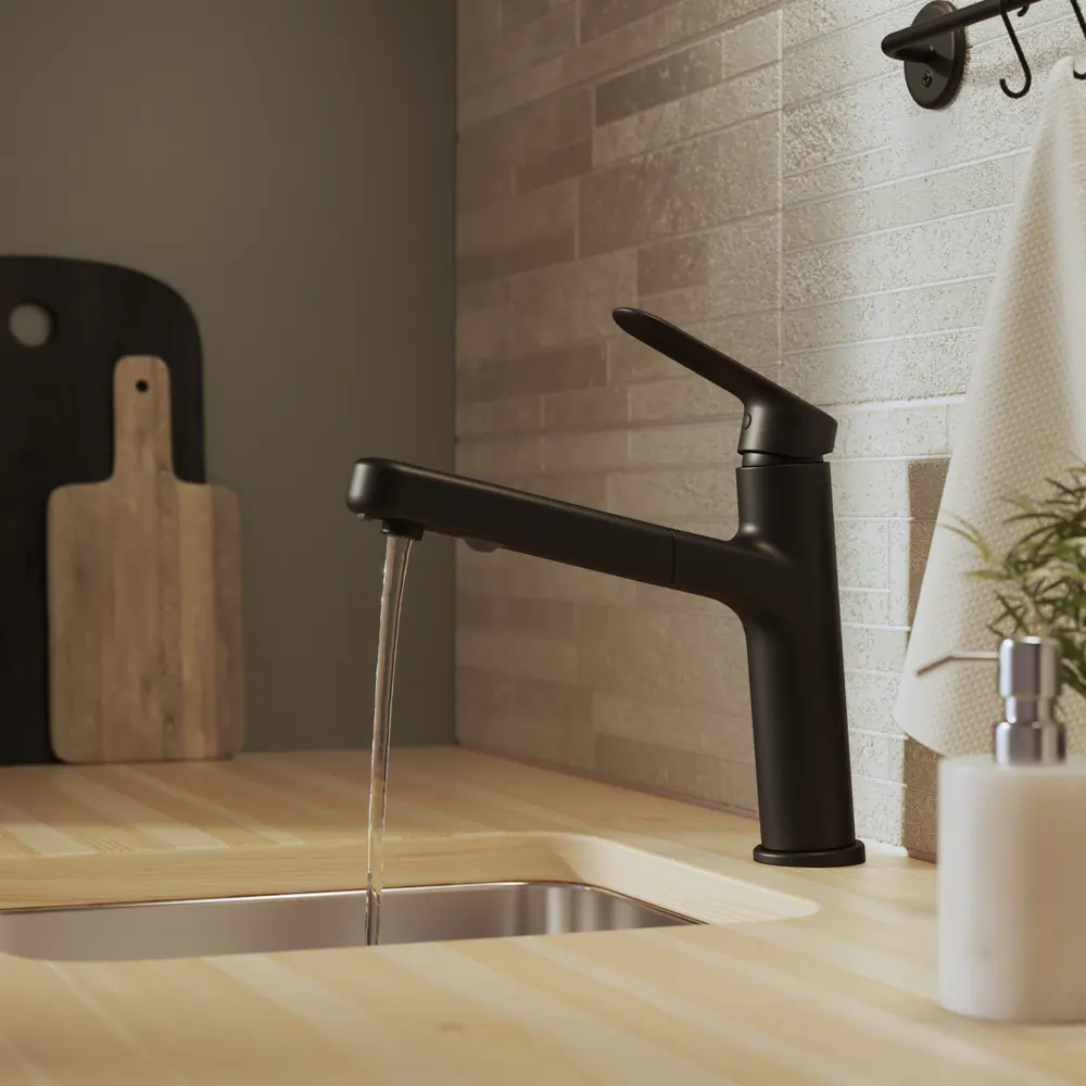 Кухонный смеситель DELINIA Icone чёрный матовый с аэратором 85317109 STLM-0871840 - Вид №7