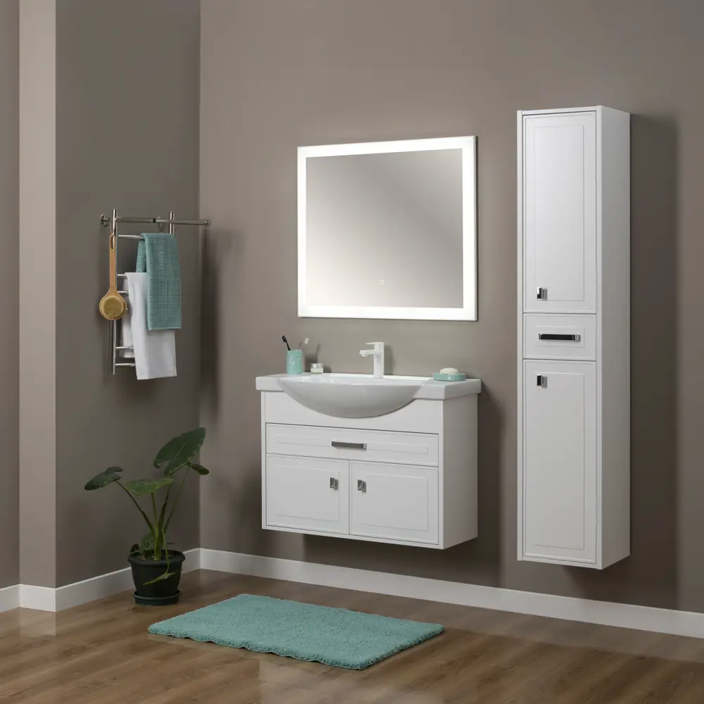 Зеркало «Монро» с подсветкой 95x80 см цвет белый матовый 82419738 STLM-2202412 Santreyd - Вид №3