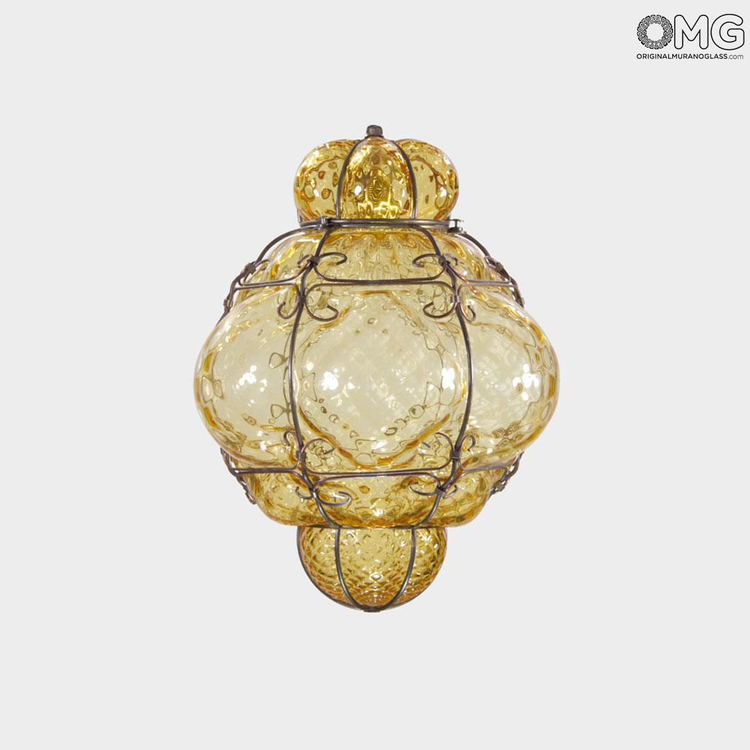 4213 ORIGINALMURANOGLASS Потолочный сетильник Клетка - большой - янтарный/прозрачный - муранское стекло OMG 30 см  - Вид №1