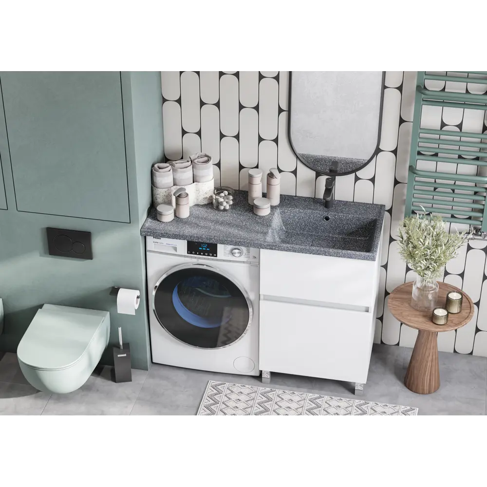 Раковина на стиральную машину Aquaton Лайн 120 см правая графит STLM-2178956 - Вид №4