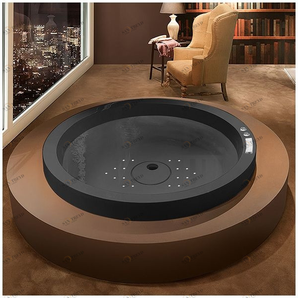 Ванна GRUPPO TREESSE Eos 160 STA-V846C чёрная с аэромассажем круглая отдельностоящая STAV846CC