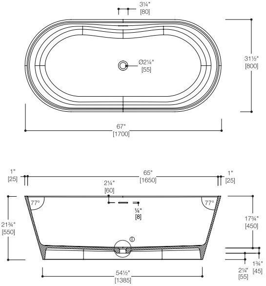 Blu Bathworks® Отдельностоящая овальная ванна цвета blue ∙ stone ™ Coco Bt0304.01 - Вид №3